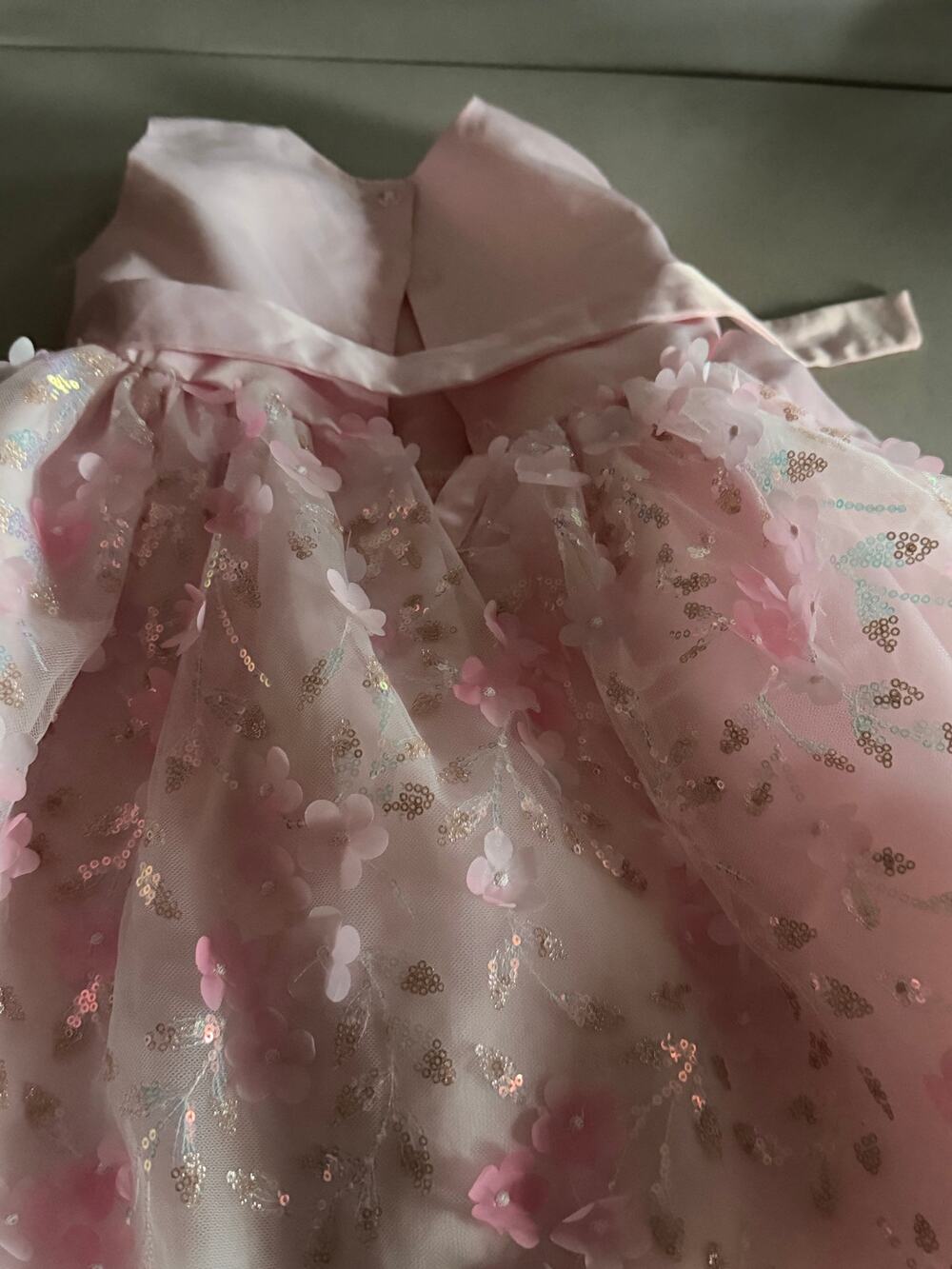 Blueberi Boulevard Girls Pink 3D Floral Sequin Party Dress Size 5T
